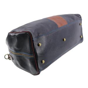 Sac de voyage en cuir bleu marine et beige pour homme, sac de week-end de luxe bicolore, sac de voyage pour la nuit, sac de sport, grand sac fourre-tout en polyester - Product Image 4