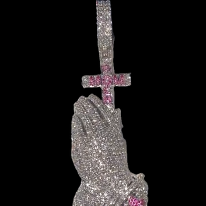 Pendentifs personnalisés en argent plaqué or blanc avec diamants certifiés IGI, symboles religieux chrétiens, bijoux fins hip-hop pour hommes et femmes - Product Image 2