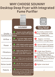 Hotte de friteuse sans conduit SOUNINY, fabrication OEM directe, acier inoxydable, système de hotte sans conduit commercial pour les petites friteries - Product Image 6