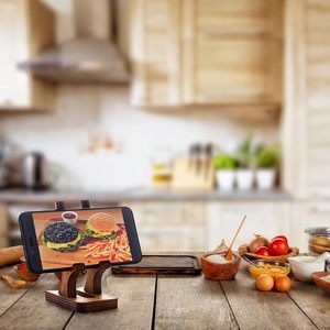 <b>Wooden</b> Desktop Holder and Tablet <b>Stand</b> <b>for</b> iPhone <b>iPad</b> <b>for</b> Samsung Tablets <b>for</b> Home Use Artwork Make-up Mirror Photos - Product Image 4