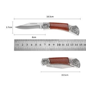 Venta al por mayor personalizado de alta calidad OEM ODM servicio cuchillo doblado de acero inoxidable mango de madera cuchillo de bolsillo al aire libre Camping Supervivencia - Product Image 6