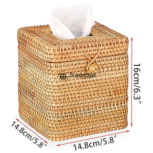 Porta Papel Higiénico Decorativo Cuadrado de Ratán Tejido a Mano para Oficina en Casa, Ecológico, Tradebyd - Product Image 5
