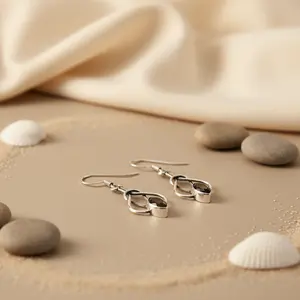 Boucles d'oreilles pendantes en argent 925 plaqué or 18 carats avec quartz fumé pour femmes, boucles d'oreilles pendantes en or blanc avec diamant et perle - Product Image 2