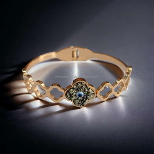 คุณภาพสูงทอง Electroplated สแตนเลสเปิดสร้อยข้อมือกําไลข้อมือเปรู Pyrite กําไลข้อมือสร้อยข้อมือเครื่องประดับสําหรับผู้หญิงสาว - Product Image 6