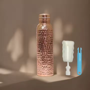 Bouteille d'eau en cuivre pur faite à la main Ayurveda Health Benefit Anti-fuite Sport Drinkware Party Applicable par l'artisanat en croissant - Product Image 3