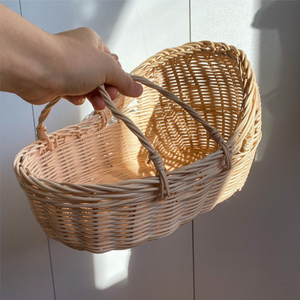 Cesta de Mimbre Natural Tejida a Mano para Muñecas, Cesta de Almacenamiento para Guardería, Cesta Decorativa para el Hogar - Product Image 3