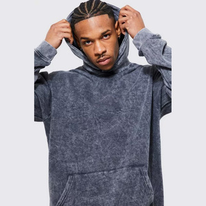 Custom Boxy 450gsm Oversized Heavyweight Distressed 500gsm Acid Wash <b>Zip</b> <b>up</b> <b>Hoodie</b> Men - Product Image 2