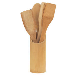 Juego de Accesorios de Cocina Ecológicos de Bambú AF15, Juego de Utensilios de Cocina de Acero Inoxidable que Incluye Cucharas y Espátulas, Aptos para Lavavajillas - Product Image 1