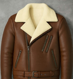 Chaqueta de Cuero para Hombre con Cuello de Piel Sintética, Cierre de Cremallera, Estilo Motero de Invierno - Product Image 5