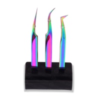 Support transparent en acrylique pour outils de pose de cils et présentoir multi-fentes pour pinces à épiler pour les artistes en extensions de cils, ensembles de pinces à épiler de qualité supérieure