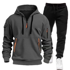 Nuevo conjunto de ropa deportiva para hombre para invierno, traje deportivo sólido de 2 piezas, chaqueta + pantalón, chándal para hombre, chándal, tallas asiáticas 6XL, primavera otoño - Product Image 2