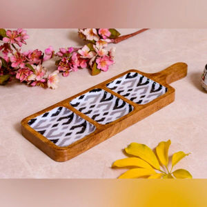 Platos de madera para postres y comida de calidad superior, forma personalizada, tamaño grande con trabajo Meena, Ideal para una cena elegante - Product Image 2