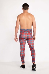 Nuevo estilo de diseño Fitness Wear Hombres Ropa Gimnasio Leggings Correr Medias Entrenamiento deportivo Rojo Tartán Imprimir Leggings - Product Image 3