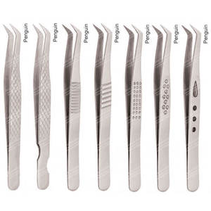 Pince à épiler d'extension de cils en acier inoxydable pingouin couleur argent différents modèles - Product Image 1