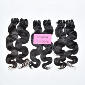 Extensiones de cabello virgen indio negro Natural sin procesar 100% para mujer, máquina de trama doble, cutícula alineada, estilo suelto de onda profunda - Product Image 2