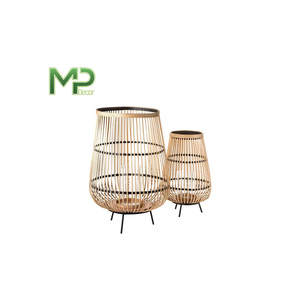 โคมไฟไม้ไผ่ทรงรีสีน้ำตาลสำหรับวางเทียนในร่มด้ามจับเทียนตกแต่งบ้านในร่มแบบกำหนดเอง - Product Image 1