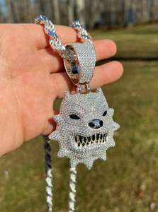 ÉNORME pendentif Pitbull en colère de 3.5 "diamants simulés super glacés, véritable argent sterling 925 massif, Hip Hop, rappeur - Product Image 5