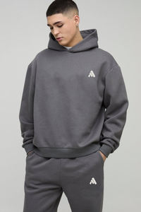 Conjunto Deportivo Personalizado de Felpa 100% Algodón, Sudadera con Capucha Extra Grande Unisex Informal, Transpirable y de Alta Calidad, y Pantalones Deportivos para Hombre - Product Image 3