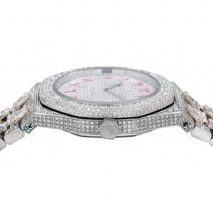 Stunning Classic Luxury Moissanite Quartz <b>Watch</b> with Fully Iced Out Case Providing Ultimate Sparkle and Premium Craftsmanship - Product Image 3