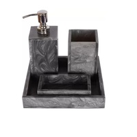 Ensemble de salle de bain en résine lisse de haute qualité, 4 pièces pour salle de douche, porte-brosse à dents, distributeur de savon, plateau de vanité à vendre