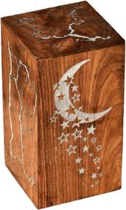 Moon Star Lichtenberg Urne de crémation en résine antique fabriquée à la main pour adultes Crémation pour cendres Résine en bois Ronde Funérailles pour cendres - Product Image 2