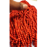 30 brins de corail rouge italien naturel, perles lisses de 4 mm à 5 mm, 1554 carats, longueur de 16 pouces, certifié IROC, pour la fabrication de bijoux, 498 $ US
