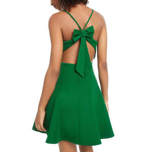 Vestito City Studios Juniors' Bow-Back Fit & Flare Verde Taglia 3 - Vestito Estivo Sexy Lavabile con Decorazioni Drappeggiate per Feste Estive - Product Image 2