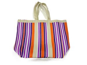 Bolsos de compras tejidos de nailon ecológicos hechos en India para mujer, bolsos con cremallera y rayas multicolores para uso diario al aire libre - Product Image 2