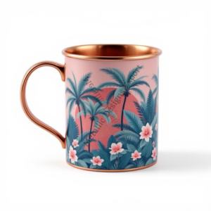 Chic cuivre tasse droite élégant choix de cadeau en métal Durable avec superbe autocollant Tropical Art pour boire des boissons chaudes - Product Image 4