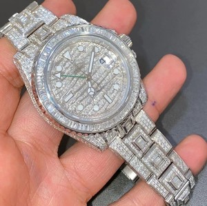 Reloj de Lujo con Moissanita, Diseño Ejecutivo, Esfera de Cristal de 40 mm, Correa de Acero Inoxidable, Movimiento Mecánico, Estilo Diamante, Unisex - Product Image 1