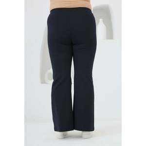 Collants évasés espagnols en tricot d'hiver pour femmes grandes tailles RMG, leggings confortables en mélange de rayonne et de polyester bleu marine - Product Image 4