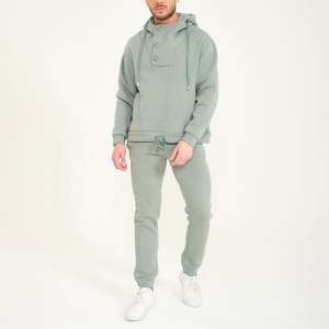 Survêtement vert sauge clair hommes sweat à capuche lourd et pantalon de survêtement ensemble deux pièces tenue décontracté Streetwear Sportswear Gym - Product Image 2