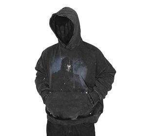 Sweat à capuche surdimensionné pour homme, de qualité supérieure, personnalisé, en coton 100% 500 g/m², style streetwear d'hiver, crocheté - Product Image 2