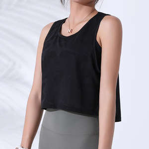 Débardeur court en coton polyester respirant en gros avec logo sur le devant 2023 été nouveau style mince femmes sans manches - Product Image 6