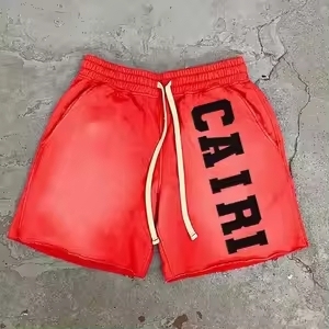 Personnalisé Hommes patch broderie acide lavage shorts Vintage Sun dye Fade Sweat coton en détresse bord de coupe streetwear vintage - Product Image 2