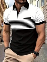 Polo élégant et décontracté pour hommes, tissu adapté à l'été, sublimation rayé design col T-Shirt pour hommes