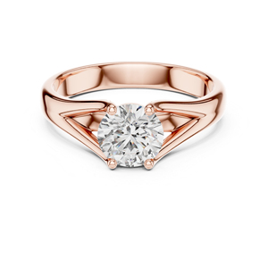 Anillo de Mujer de Oro Rosa de 14K con Diamante Redondo Cultivado en Laboratorio |   Anillo de Uso Diario |   Diamante Cultivado Nuevo - Product Image 1