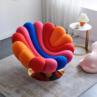 Fauteuil individuel italien créatif en velours en forme de fleur, moderne, simple et confortable, pour salon, chambre, villa, détente, pivotant