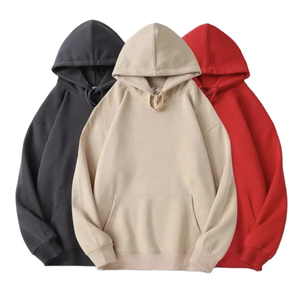 Sudadera con capucha de invierno de algodón pesado Unisex personalizable de gran tamaño Boxy Fit sudadera de lana con estampado sólido para hombres impresión personalizada - Product Image 3