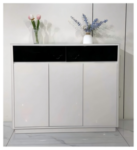 Modern Freestanding <b>Shoe</b> Cabinet White Plastic <b>Storage</b> Console Minimalist Design for Living Room Home Furniture - Product Image 1