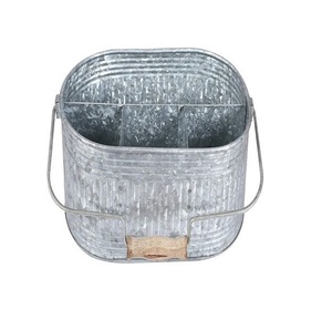Porta Utensilios Rústico de Metal Galvanizado con Mango de Madera para Cocina, Restaurante, Comedor al Aire Libre, Cubiertos y Tablas de Cortar. - Product Image 2
