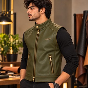 <b>Men</b> Genuine <b>Leather</b> Vest Custom Design Wholesale <b>Leather</b> <b>Waistcoat</b> Manufacturer Supplier - Product Image 5