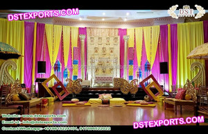 La mejor decoración de escenario de Nikah para boda musulmana, escenario Walima musulmán colorido con marcos de fondo, hermoso escenario de boda pakistaní - Product Image 4