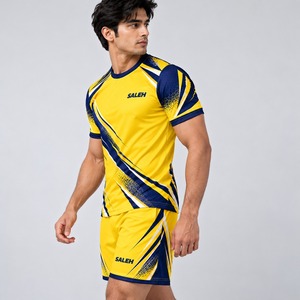 ชุดฟุตบอลสีม่วง Saleh Men แบบ sublimated แขนสั้น เสื้อและกางเกงขาสั้น ระบายอากาศได้ดี ผลิตจากโพลีเอสเตอร์ ชุดทีมพร้อมสกรีนชื่อและหมายเลขทีมตามสั่ง - Product Image 3