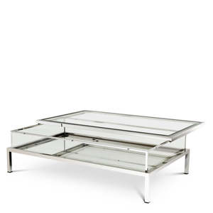 Harvey Rectangular Polished Stainless Steel Coffee <b>Table</b> with Storage Modern Living Room Furniture Set - Product Image 1