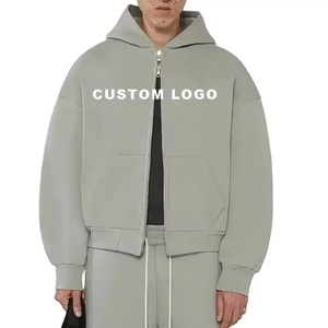 เสื้อฮู้ดแบบมีซิปสองทางสำหรับผู้ชายเสื้อฮู้ดผ้าเฟรนช์เทอร์รี่หนาพิมพ์โลโก้ที่กำหนดเอง - Product Image 2