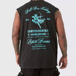 Camiseta sin mangas de algodón de edición limitada mundial para hombre, chaleco básico negro clásico con diseño de estampado de colocación, estilo de camiseta de longitud Regular - Product Image 4