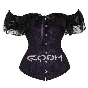 Hauts de fête gothiques à épaules dénudées avec superposition en dentelle pour cosplay - Product Image 1