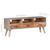 Console TV en Bois de Mangue Fait Main avec Tiroir, Style Européen Nordique Loft, Unité Multimédia pour Salon, Design Moderne