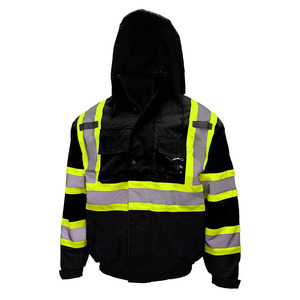 Unisex Safety Hi Vis Reflective Breathable Coated Canvas Spring Workwear <b>Jacket</b> for <b>Construction</b> - Product Image 1